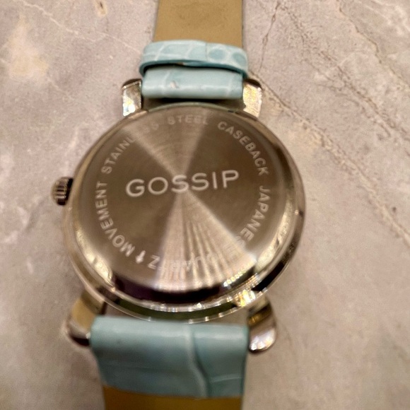 Gossip Silver Seahorse Ocean Theme Quartz Watch with Blue Leather Band. Crystals - Picture 2 of 8